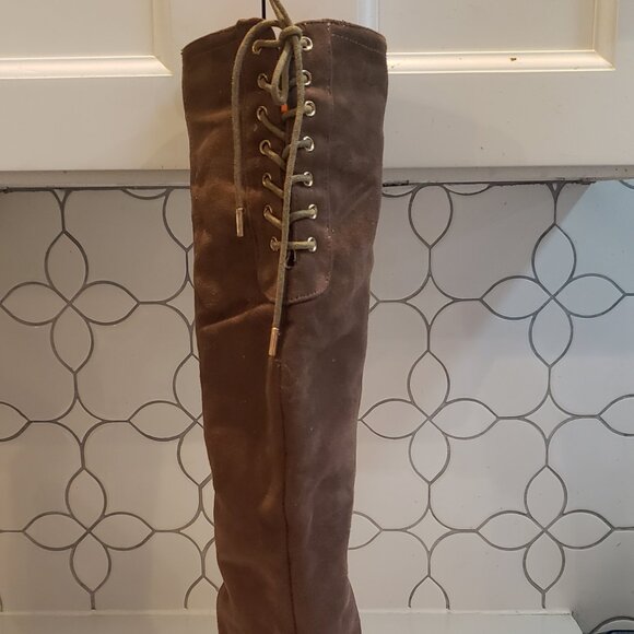 XOXO Thigh high over the Knee Boots with Lace ties and gold hardware - Picture 5 of 15